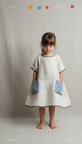 Fresh Linen Dress Charcoal Trim