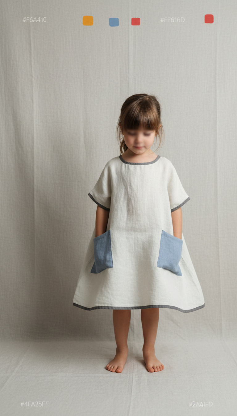 Fresh Linen Dress Charcoal Trim